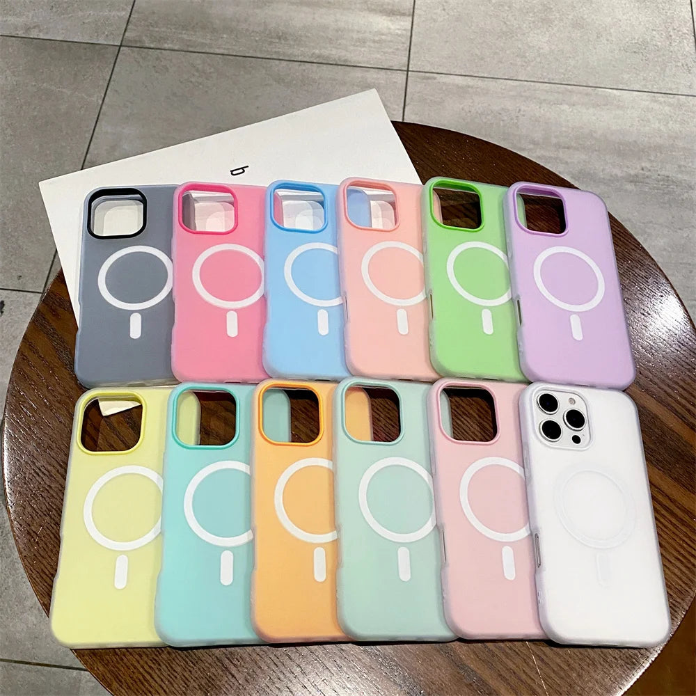 Luxury Candy for Magsafe Wireless Charge Matte Case For iPhone 17 Pro Max Air 11 12 13 14 15 16 Plus Magnetic Bumper Cases Cover