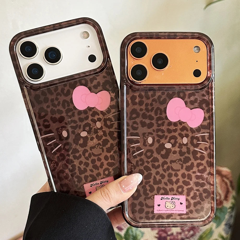All Inclusive Leopard Print KT Emoji Case Phone Case For iPhone 17 16 15 14 Pro Max Case Cute Luxury Cartoon shockproof Cover