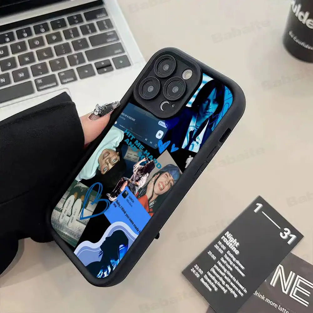 Hot Singer B-Billie EilishS Phone Case For IPhone 17 16 15 14 Plus 13 12 11 Pro Max Silicone Cover