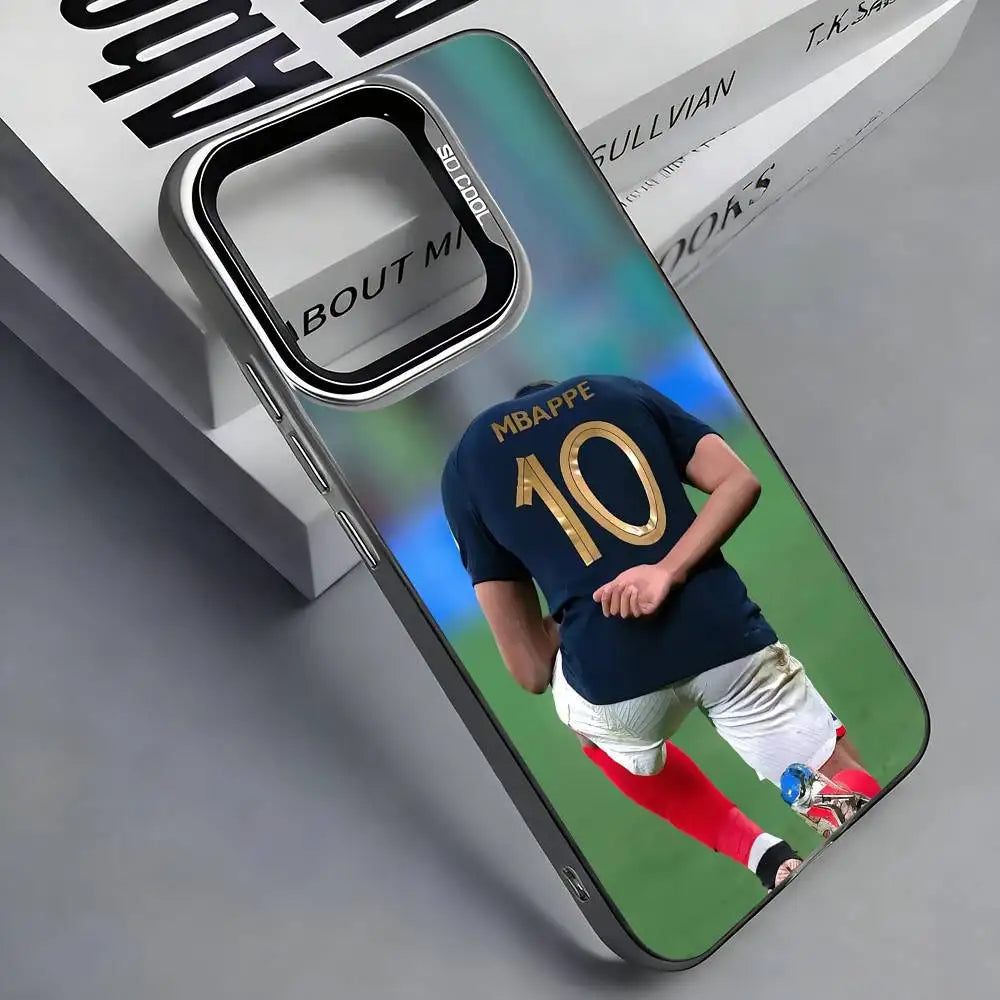 K-kylian M-mbappe Football Star Phone Case For iPhone 17, 16,15,14,13,12,11 Plus,Pro Max, Colorful Silver Funda Cover