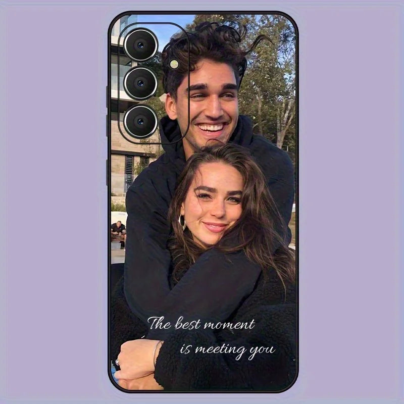 DIY Couple Photo Customized Black Soft Case For Samsung Galaxy A55 A54 A53 A52 Case A35 34 S25 S24 S23 S22 S21 S20 Ultra Plus FE