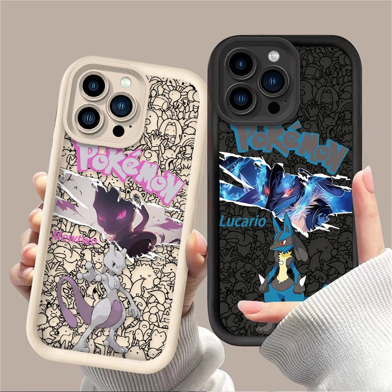 P-Pokemons Lucario Mewtwo Phone Case for Huawei P50 Honor X7d X9d 400 300 200 X8A X8B X9b X9a Magic8 Magic7 X9c Smart Lite Pro