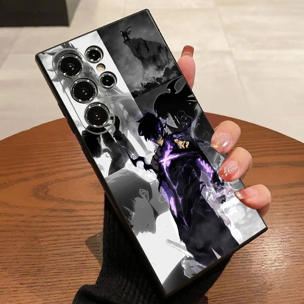 1pc Anime S-Solos L-Levelings Phone Case For Samsung S25,S24,S21,S22,S23,S30,Ultra,S20,Plus,Fe,Lite,5G Black Cover