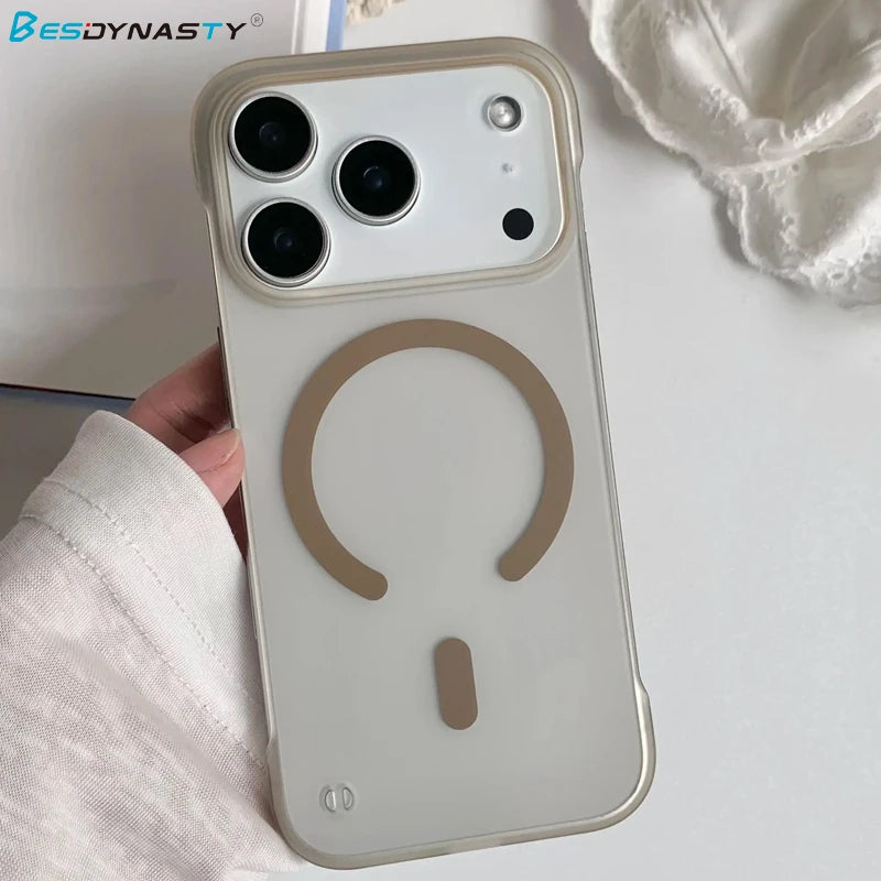 Frosted Hard Frameless Magnetic For Magsafe Case For iPhone 17 Air 16 15 14 Plus 13 12 11 17 Pro Max Translucent Thin Back Cover