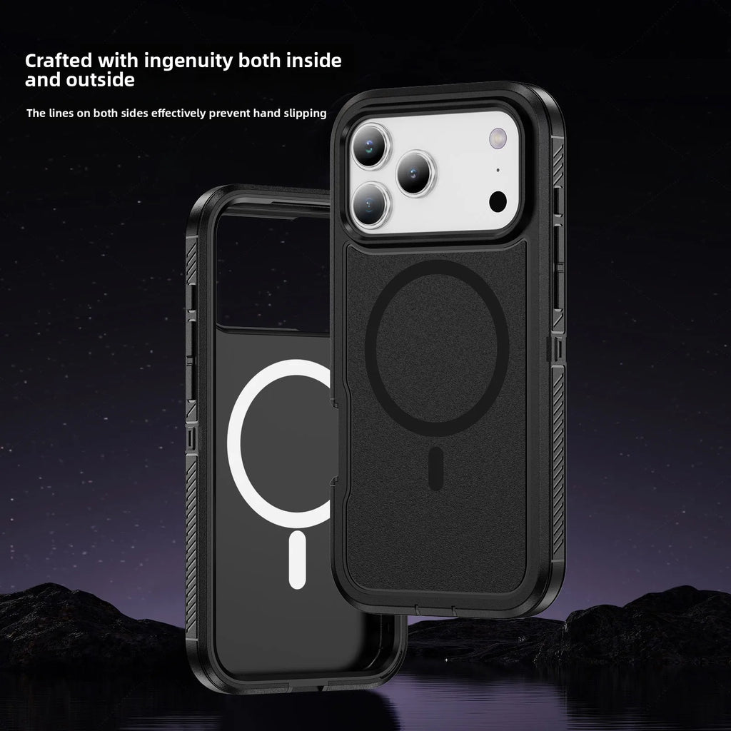 Rugged Military Grade Anti-Drop Ott Armor Case For IPhone17 Pro Max Air 16 15 14 Plus 13 12 For MagSafe Charging Protect Cover