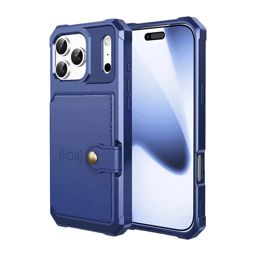 Wallet Phone Case Card Holder for Apple IPhone 17 Air 16E 16 15 14 Plus 13 12 Pro Max Hybrid Rubber Bumper Back Flip Cover