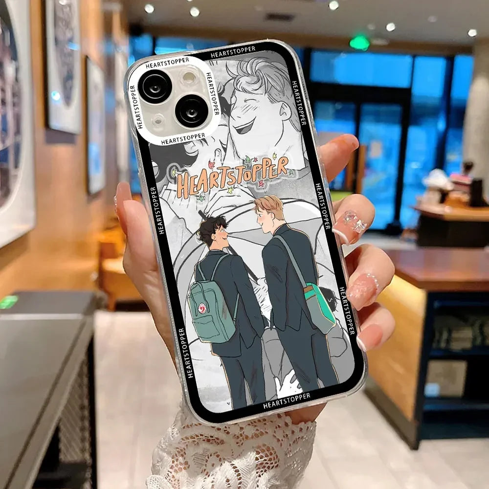 Heartstopper Phone Case for IPhone 16 15 14 11 12 13 XS Pro Max Mini SE2 7 8 Plus Charlie Nick Transparent Silicone Cover Fundas
