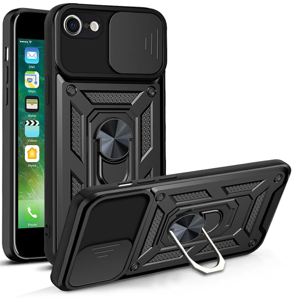 Anti-Scratch Military Grade Armor Case For iphone 7 8 6 6s Plus SE 2020 Phone Magnetic Ring Camera Lens Holder Cover