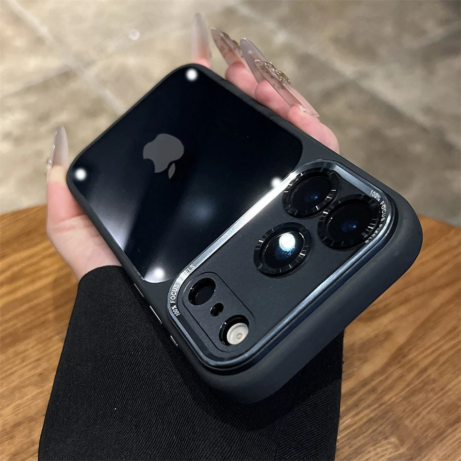 Luxury Hit Color Transparent Case For iPhone 17 16 Plus 15 14 13 Pro Max 17Pro Clear Shockproof Silicone Bumper Alloy Lens Cover