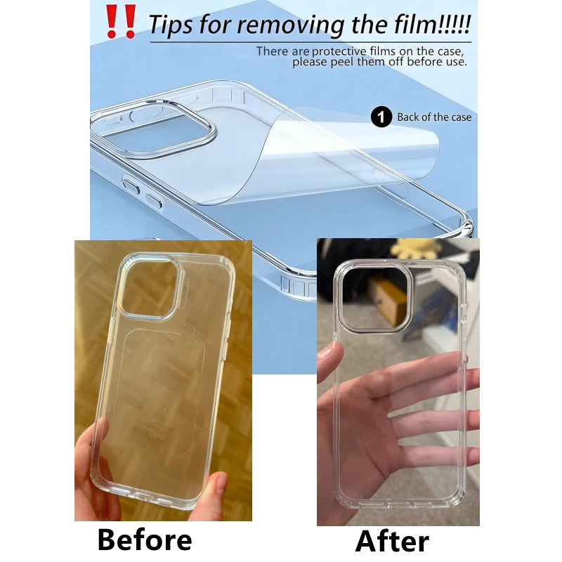 Luxury Transparent Phone Case For iPhone 17 Air 16 15 14 Plus 13 12 11 Pro Max Shockproof HD Clear Hard Acrylic Back Cover