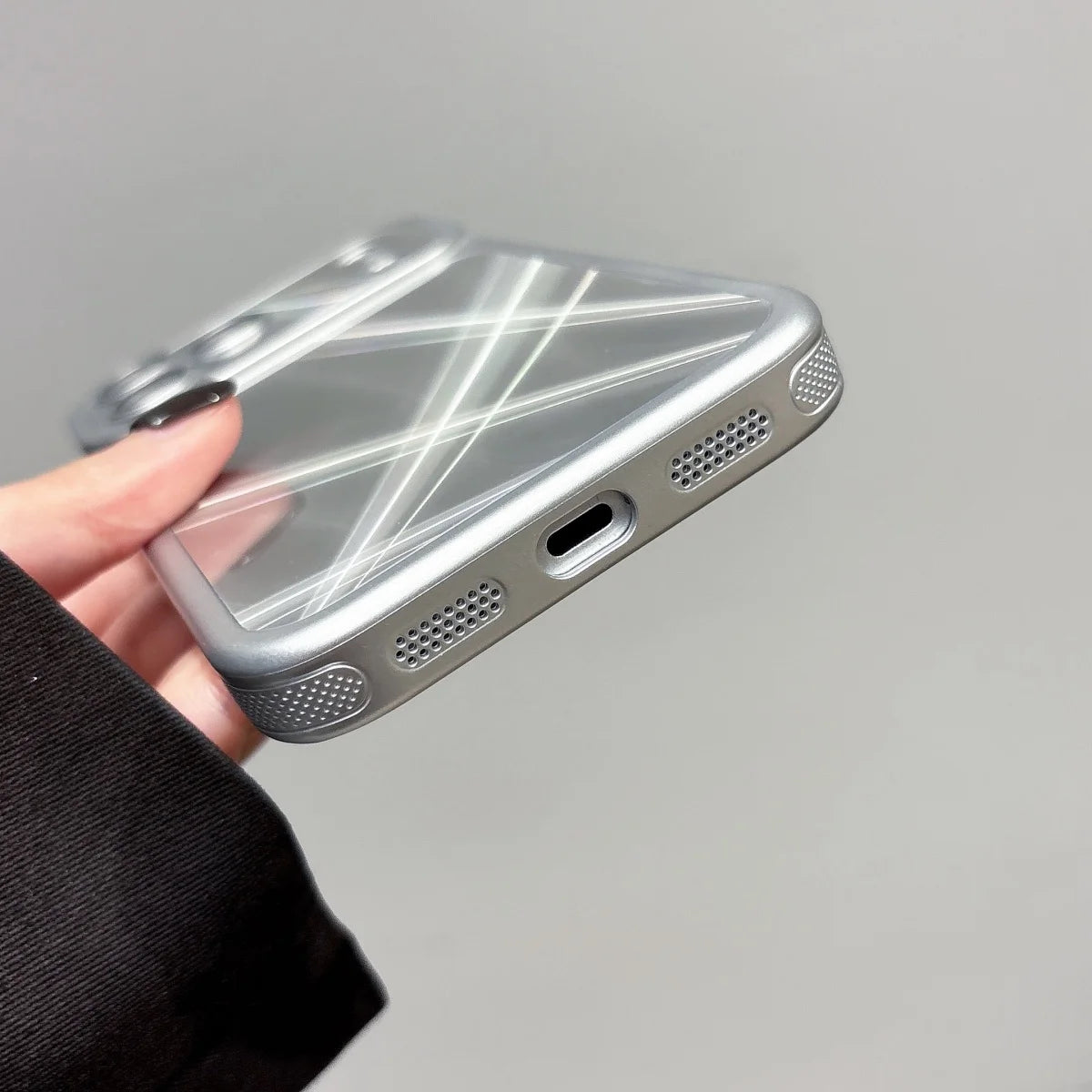 Plating Sliver Color Aurora Laser Glossy Phone Case For iPhone 17 16 15 14 13 Pro Max Camera Lens Protect Shockproof Armor Cover