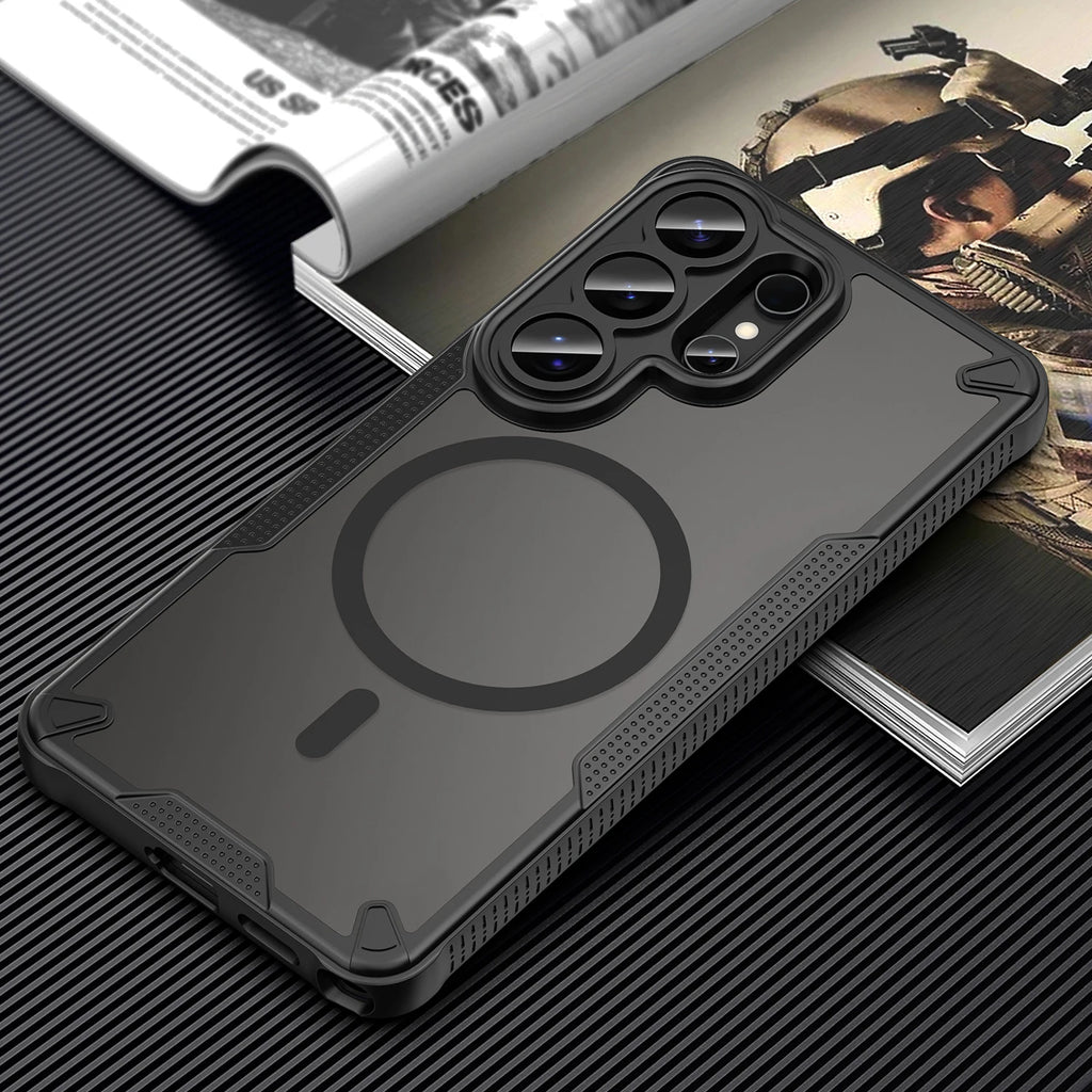 Matte Translucent Magnetic Case for Samsung Galaxy S26 S25 Ultra S24 FE S23 S22 Plus S26Ultra Magsafe Mac Safe Armor Phone Cover