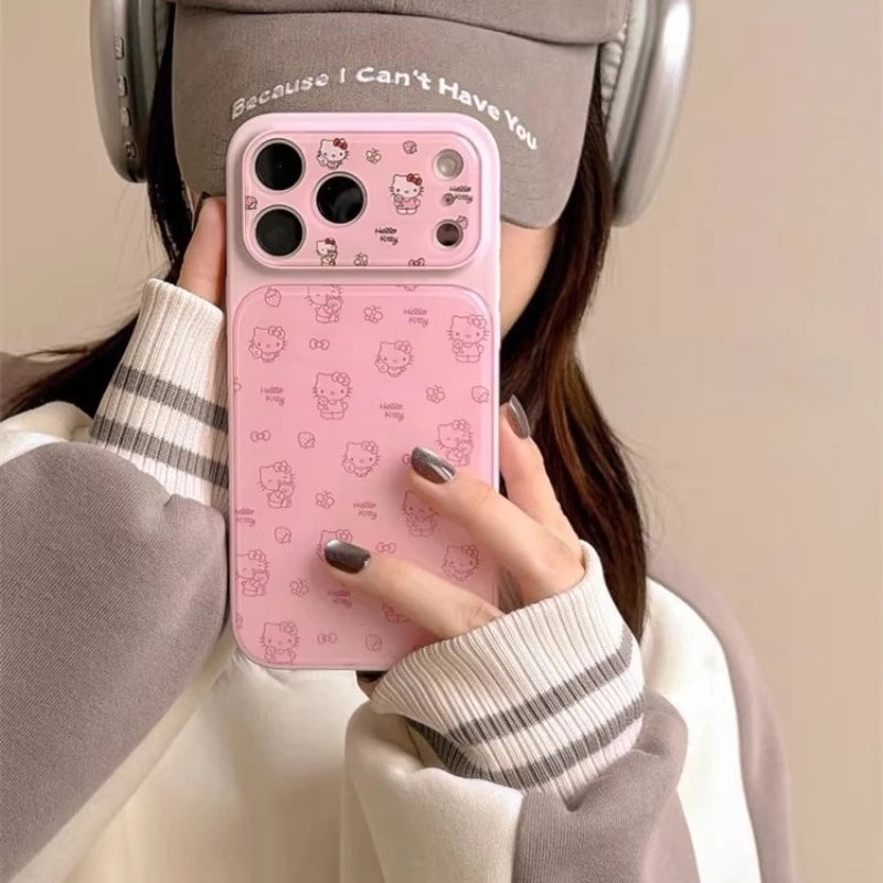 Fashion Cute Cartoon Sanrio Hello Kittty Bow Phone Case For iPhone 17 16 15 14 Pro Max Cases Shockproof Hard Cover With lanyard
