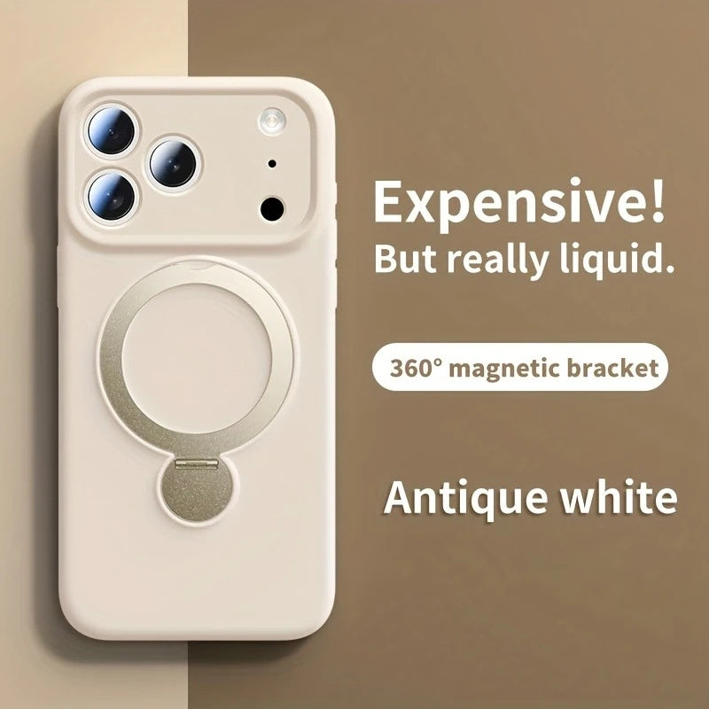 High-end liquid silicone phone case，Applicable iPhone 17 Pro Max、16、15、14、13、12 and 11 Pro Max，Equipped 360 Degree Rotating Brac