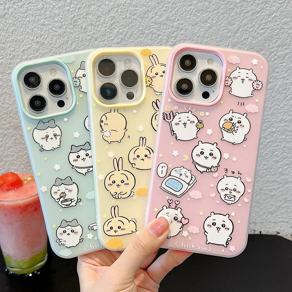 Cute Cartoon Japan Anime Chiikawa Usagi Hachiware Phone Case For iPhone 17 16 15 14 13  Pro Max Cases Shockproof Soft TPU Cover