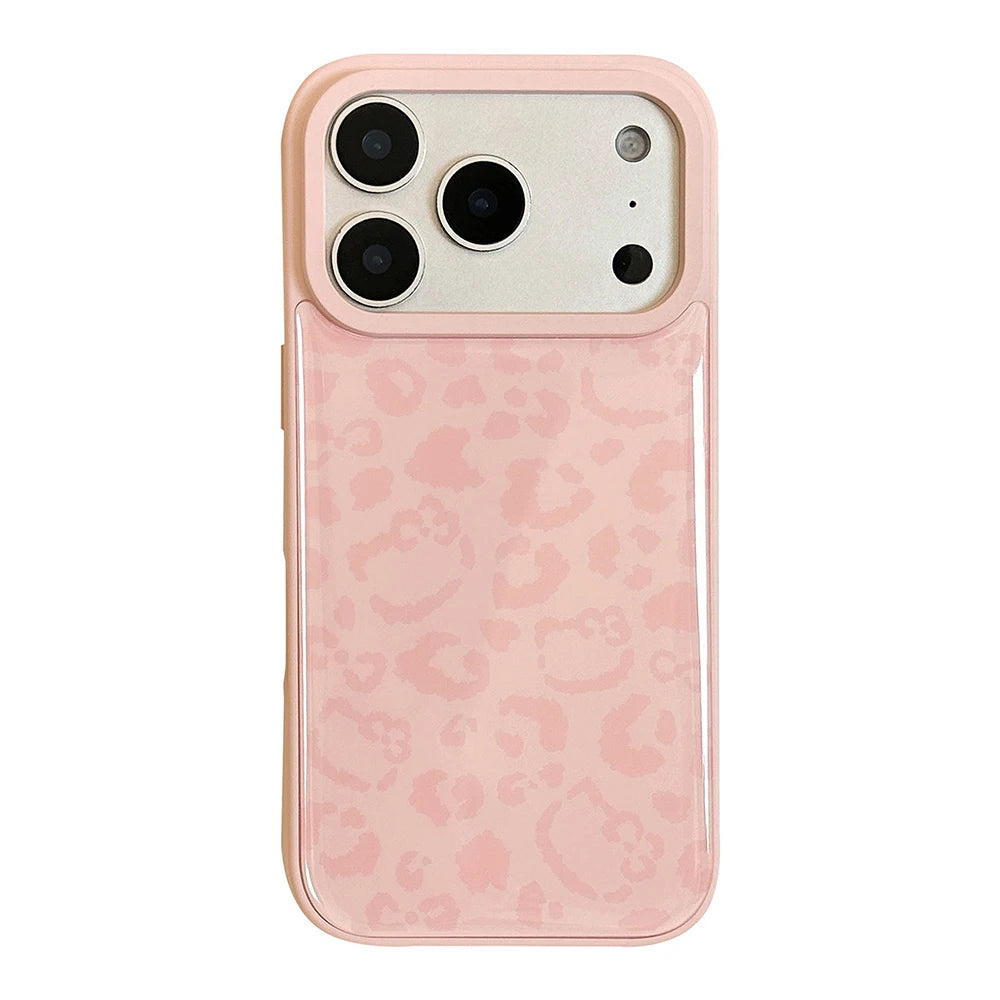 Cute Kitten Pink Leopard Print Pattern Phone Case for iPhone 17promx 17 16 15 14 17Pro Max 13 Pink Bumper Edge Shockproof Cover