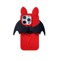 Cute 3D Cartoon Red Bat Case For iPhone 17 16 15 14 13 12 Pro Max 17ProMax With Wing Stand Holder Anti Fall Silicone Cover