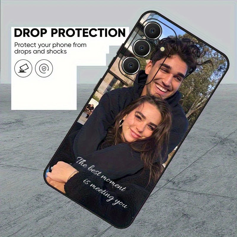 DIY Couple Photo Customized Black Soft Case For Samsung Galaxy A55 A54 A53 A52 Case A35 34 S25 S24 S23 S22 S21 S20 Ultra Plus FE