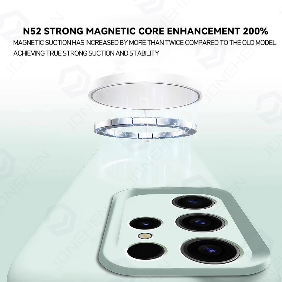 Original Liquid Silicone For Magsafe Magnetic Case For Samsung Galaxy S25 S24 S23 S26 Ultra S22 Plus Protection Shockproof Cover