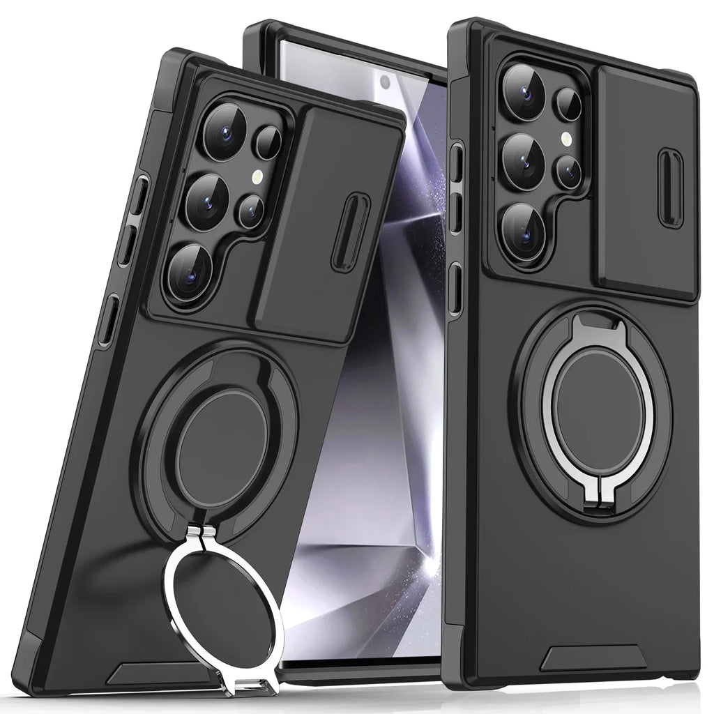 Armor Case For Samsung Galaxy A06 A26 A05 A56 A36 A16 A55 A35 A15 A54 4G 5G With Lanyard Ring Stand Slide Camera Protect Cover