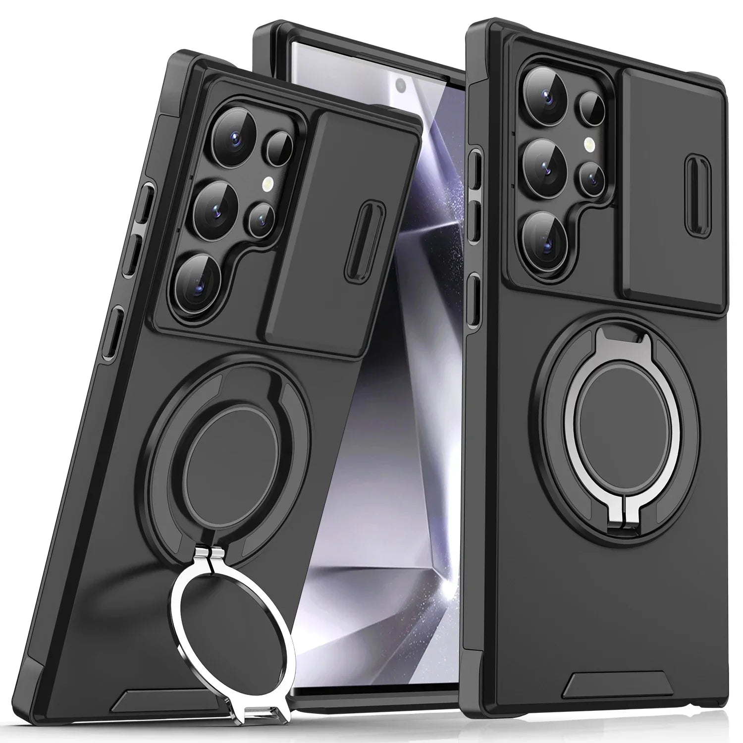 Armor Case For Samsung Galaxy A06 A26 A05 A56 A36 A16 A55 A35 A15 A54 4G 5G With Lanyard Ring Stand Slide Camera Protect Cover