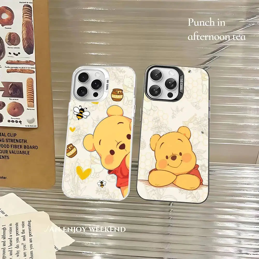 Winnies The Poohs Bear Phone Cover For IPhone 16 15 14 13 12 11 17 Pro Max Plus Color Silver Shell