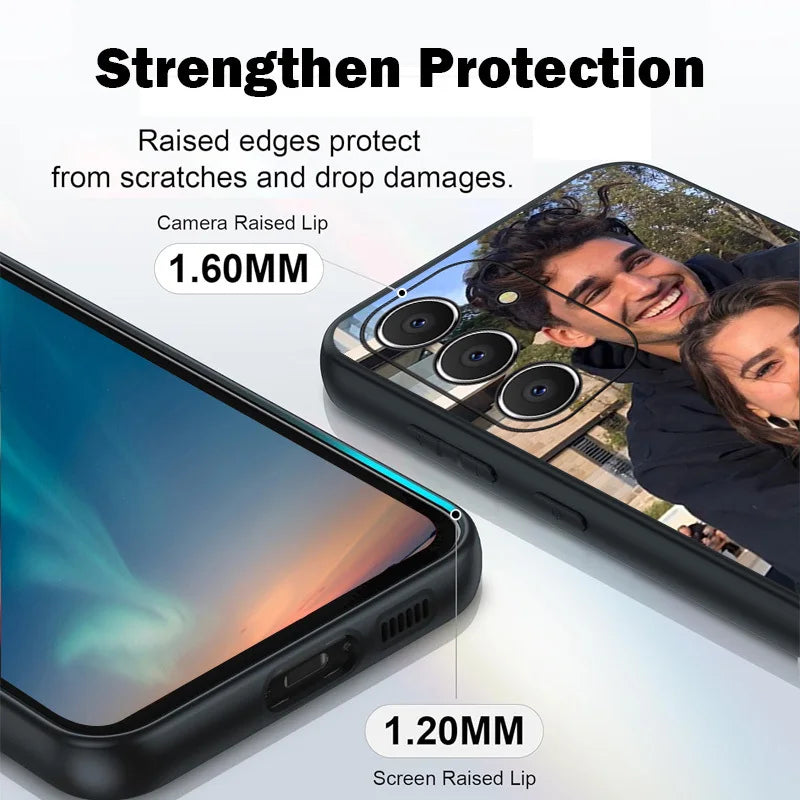 DIY Couple Photo Customized Black Soft Case For Samsung Galaxy A55 A54 A53 A52 Case A35 34 S25 S24 S23 S22 S21 S20 Ultra Plus FE