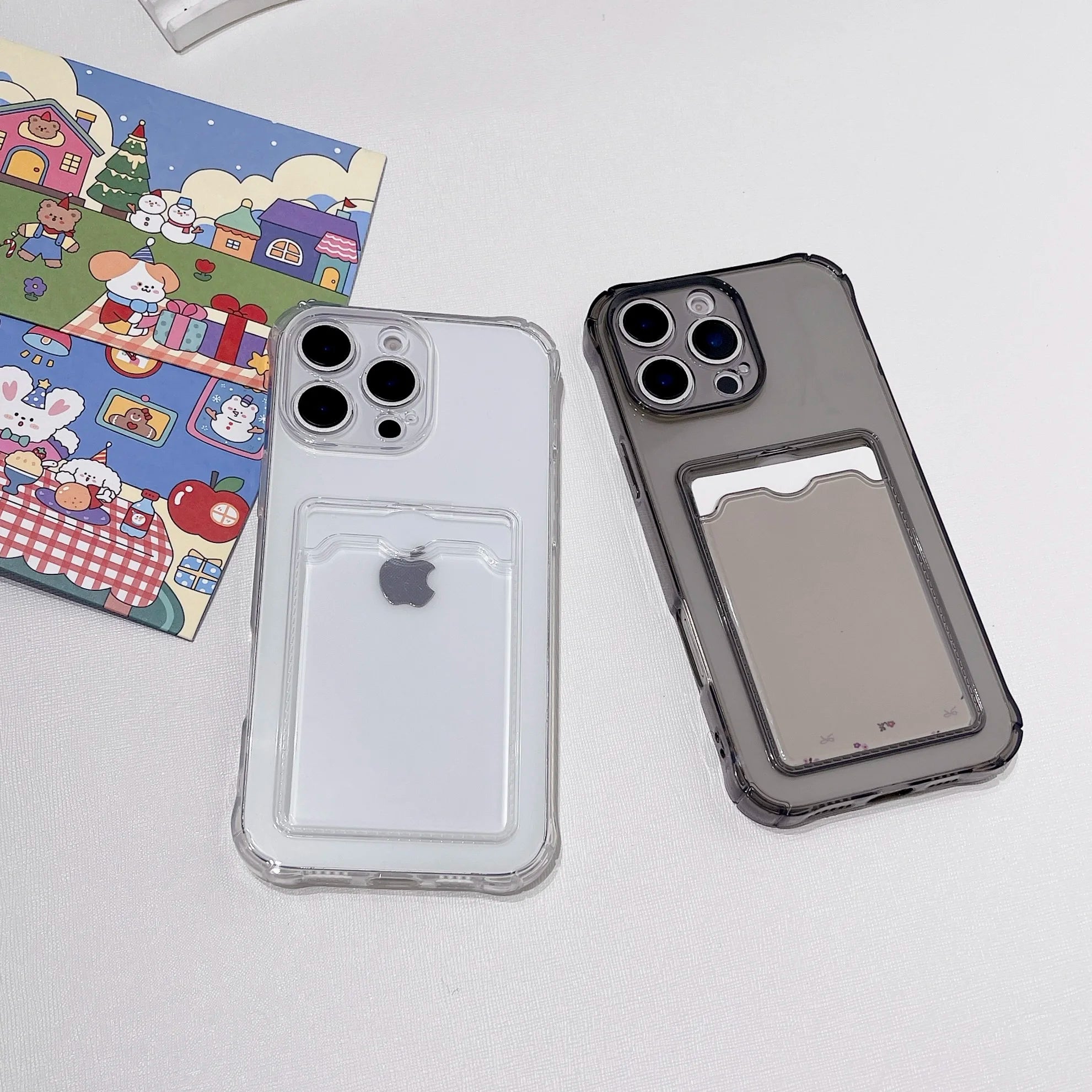Shockproof Card Slot Pocket Phone Case For iPhone 17 16 15 14 13 12 11 Pro Xs Max 6 7 8 Plus Air 17e 16e XR Clear Wallet Cover