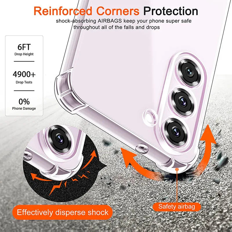 Transparent TPU Case For Samsung Galaxy S25 S24 S23 S22 S21 S20 Ultra Note 20 20 Plus S20FE S21FE S23FE S10 S9  Airbag Lens Case