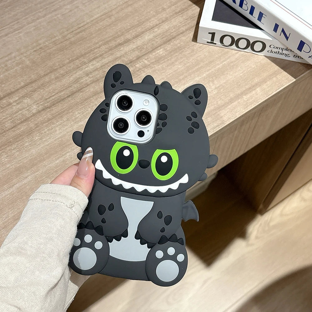 Kawaii 3D Cartoon Monsters Soft Silicone Phone Case Funny Shock Proof Cover For iPhone 16 15 14 Plus 13 12 Pro Max Capas