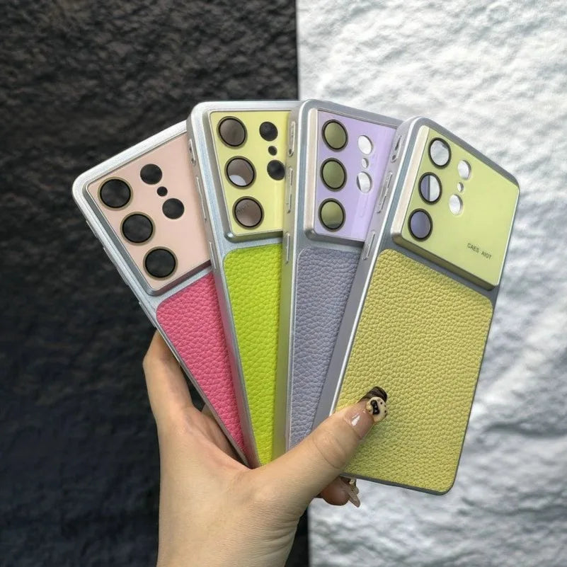 Luxury Lychee Leather Case For Samsung S26 Ultra Full Camera Protector Large Window Cover For Galaxy S26 Plus Slim Matte Fundas