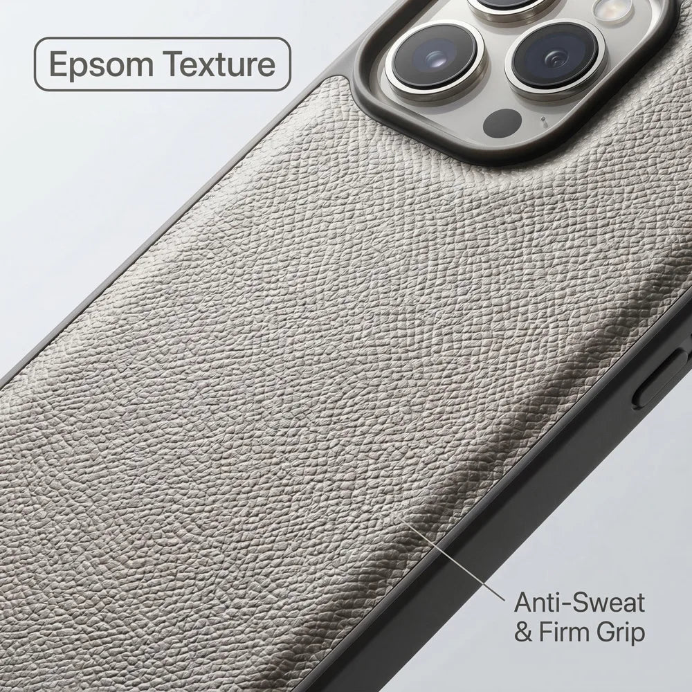 Stylish Luxury Epsom Palm Grain PU Leather Case For iPhone 18/17/16/15 Pro Max Slim Shockproof Anti Fingerprint Protective Cover