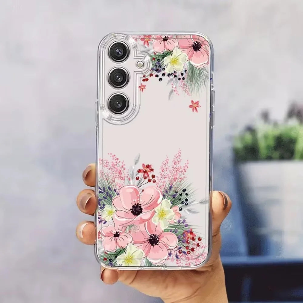 Fashion Floral Pattern Silicone Phone Case For Samsung Galaxy A73 A72 A71 A70 A56 A55 A54 A53 A52 A51 A50 A42 A36 S 4G 5G Cover