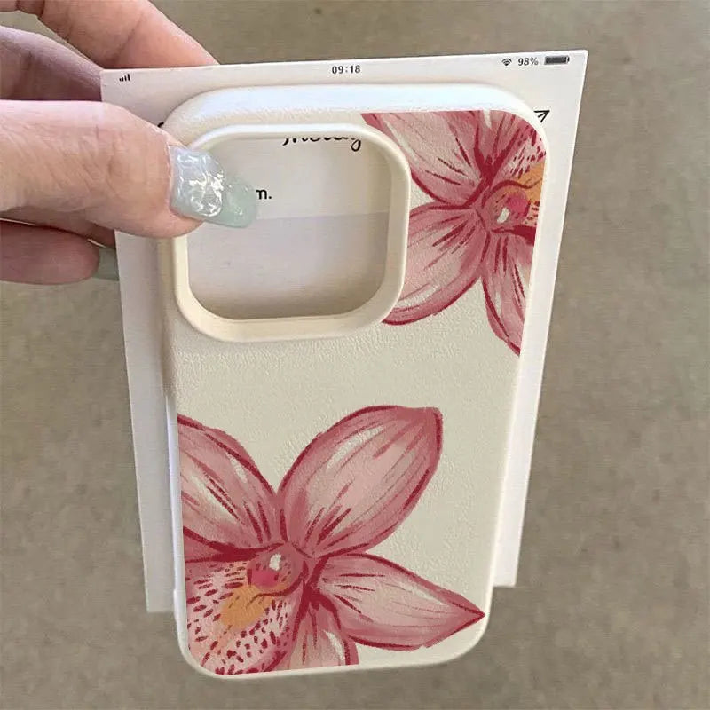 Pink Flower Part Pattern Suitable for iPhone 16 15 14 13 12Pro Max Phone Case Fashion High Value Case
