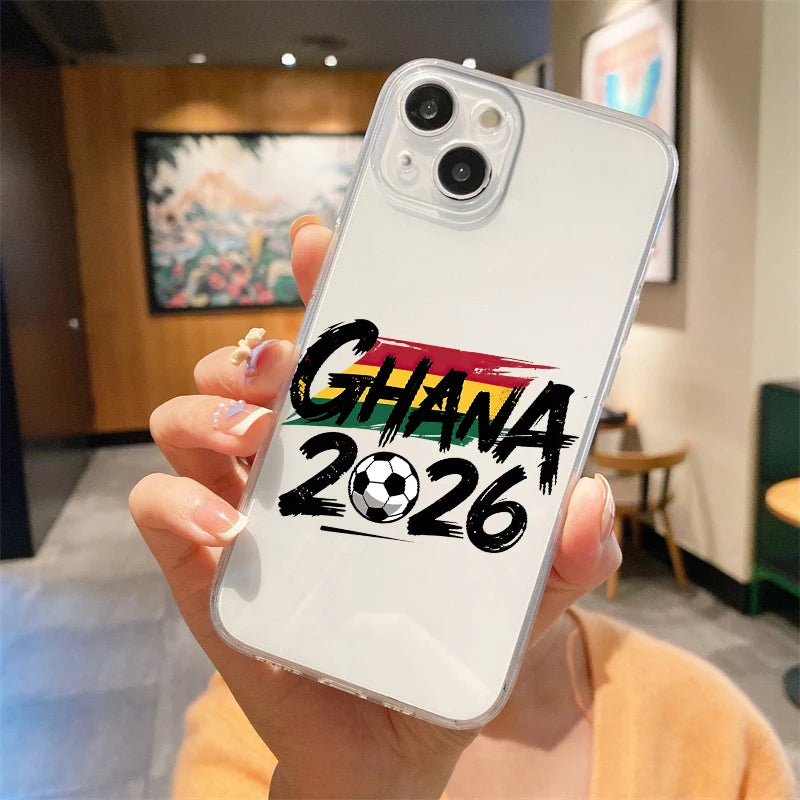 Ghana Football Champion 2026 Phone Case For iPhone 17 16 15 14 13 12 11 Pro Max SE 7 8 Plus soft Shockproof TPU Clear Cover