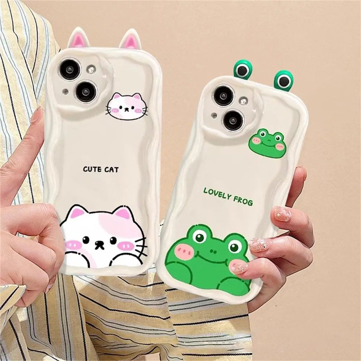 3D Cute Rabbit Bear Frog Cat Ear Doll Case For Samsung Galaxy A15 A54 A21S A22 A23 A24 A31 A32 A33 A34 S24 Plus Ultra CoverDoll