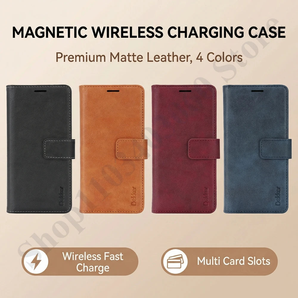 2 in 1 Leather Wallet Case For Samsung Galaxy S26 S25 Ultra S24 Plus S23 S26U S25U Wireless Charging Card Slots Phone Cover