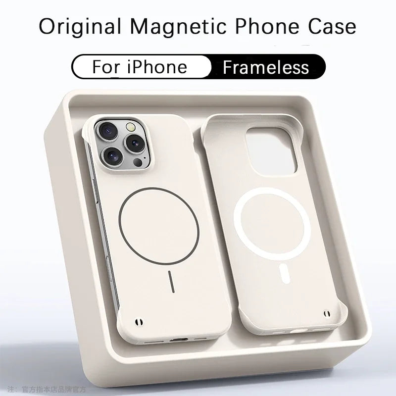 Ultra Thin Hard PC Matte Frameless Cooling Case For iPhone 16E 16 15 14 13 17 Pro Max Plus For Magsafe Magnetic Shockproof Cover