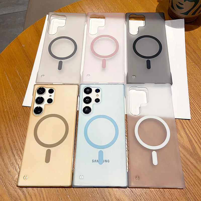 2026 Ultra Thin Matte Frameless Magnetic Case for For Samsung S26 S25 Ultra Edge S24 FE S23 Plus for Magsafe Translucent Capa