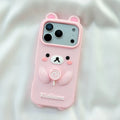 Cute Cartoon 3D Bear Phone Case For iPhone 17 16 15 14 13 12 11 Pro Max 7 8 Plus Silicone Cover