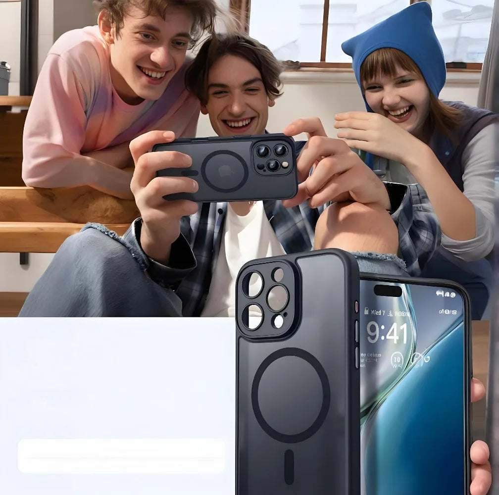 Translucent Black Matte Magnetic Phone Case For iPhone 17 16 15 14 Plus 13 12 11 Pro Max Air For Magsafe Wireless Charge Cover