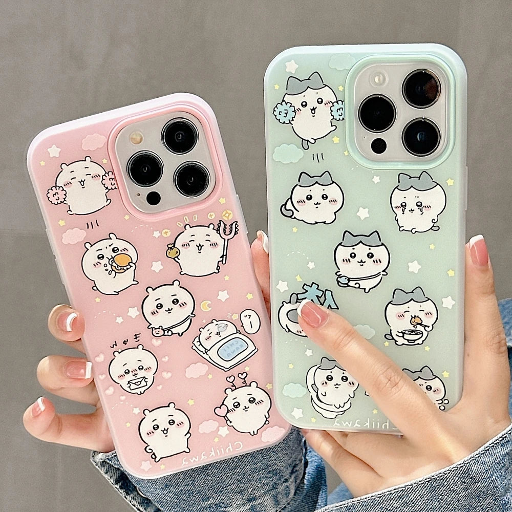 Cute Cartoon Japan Anime Chiikawa Usagi Hachiware Phone Case For iPhone 17 16 15 14 13  Pro Max Cases Shockproof Soft TPU Cover