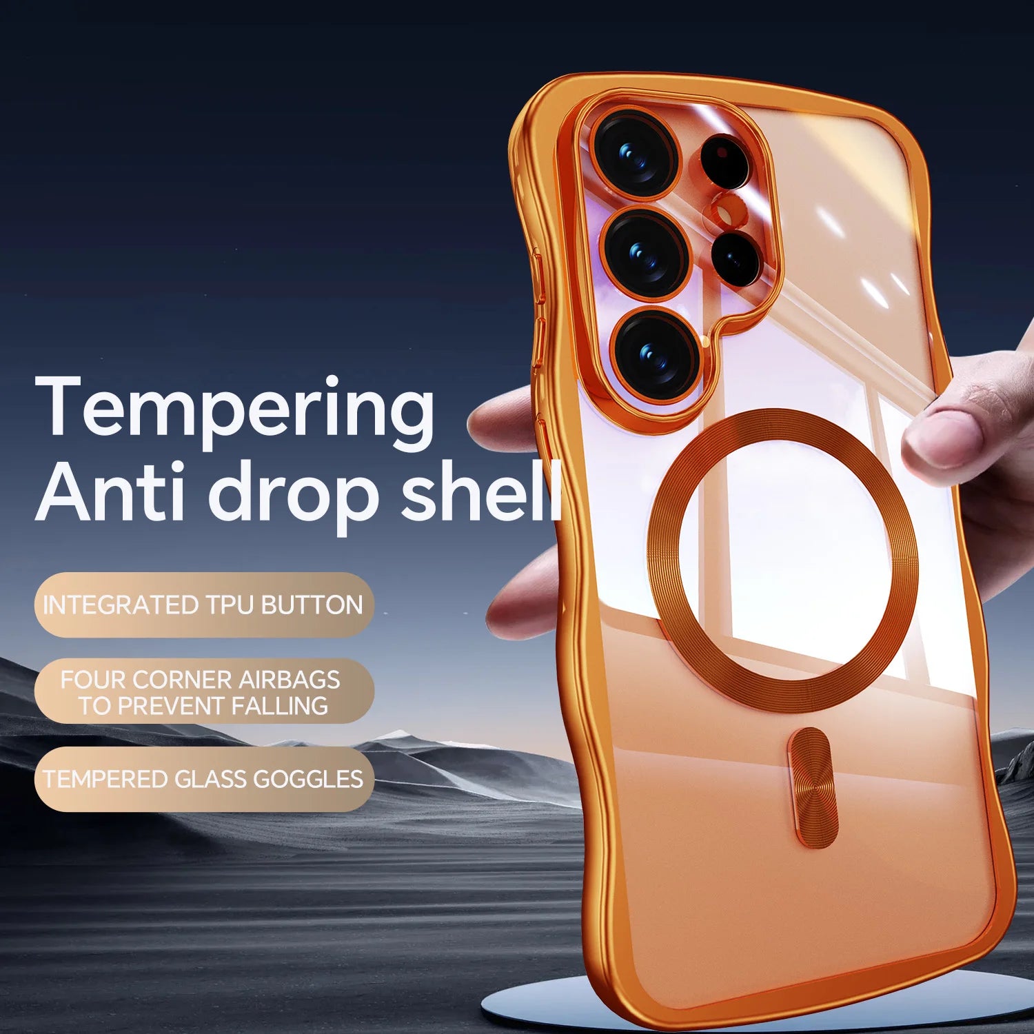 Plating Wave Frame Magnetic for Magsafe Case For Samsung S26 Ultra S26 Plus S26 Edge S26 Wireless Charging Clear TPU Soft Cover