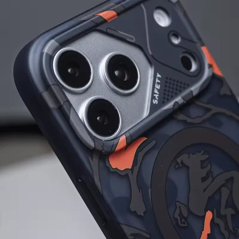 for MagSafe Geometric Graffiti Matte Magnetic Case for IPhone 15 16 17 Pro Max Wireless Charging Shockproof Lens Coverage Cover