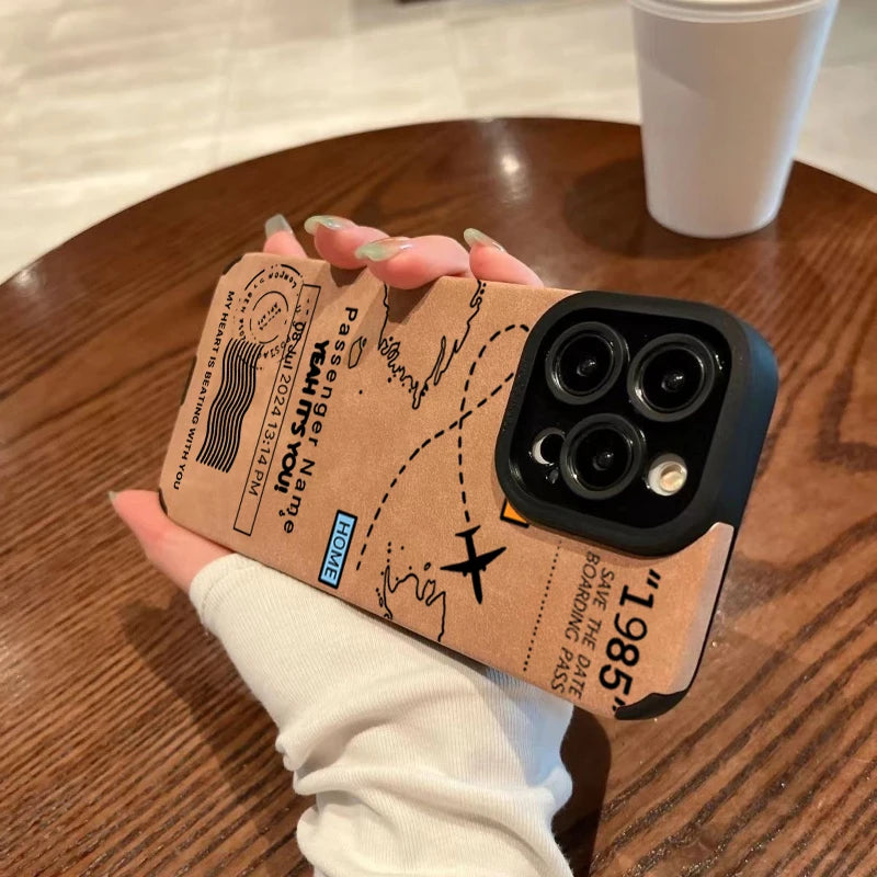 Airplane Flight Route Design Phone Case for iPhone 17 Air 16 15 14 13 12 11 Pro Max 7 Plus XS Max Shockproof Silicone Soft Cover