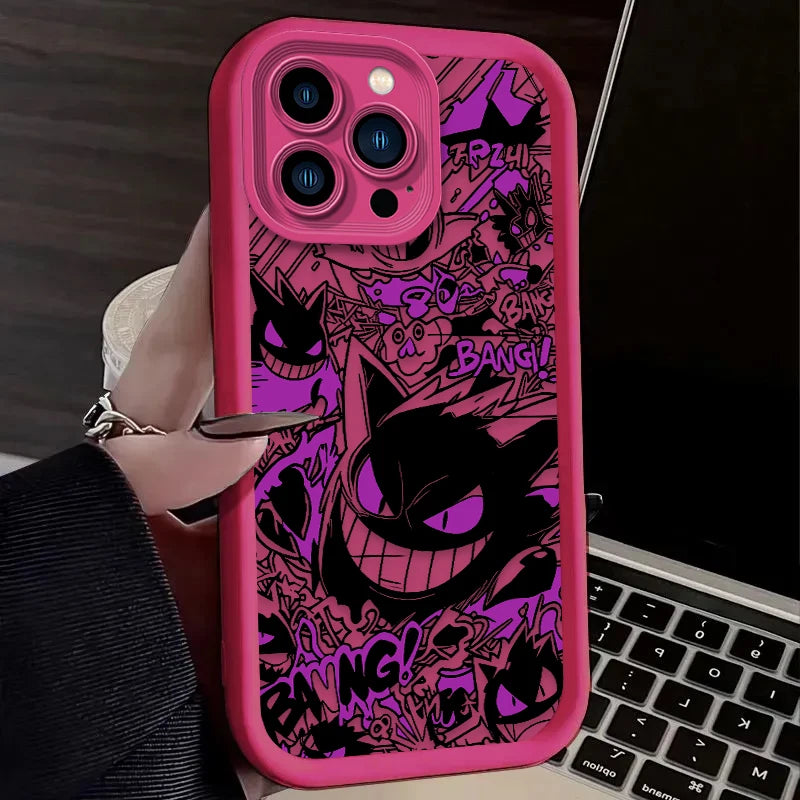 Luxury Gengar P-Pokemon Soft Case For iPhone 17 Air 16 16E 15 14 13 12 11 Pro Max X XS X S Max XR SE 2020 SE4 7 8 Silicone Cover