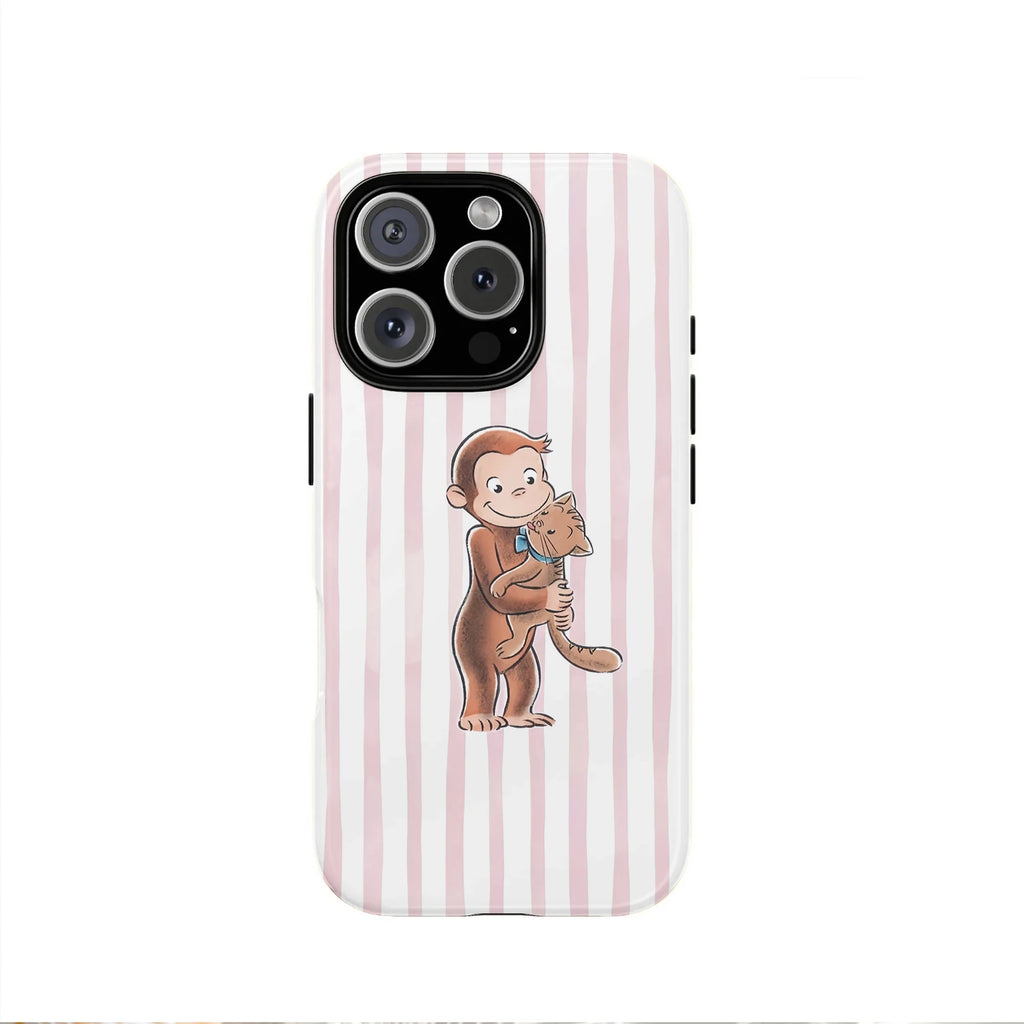 Cute striped monkey and kitten pattern Phone Case for iPhone17 17Air 16ProMax 16e 15 14 14 12mini 7Plus XR 2in1