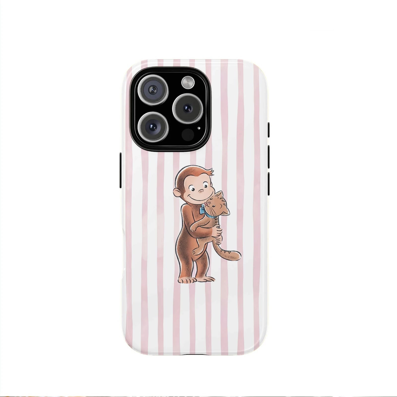 Cute striped monkey and kitten pattern Phone Case for iPhone17 17Air 16ProMax 16e 15 14 14 12mini 7Plus XR 2in1