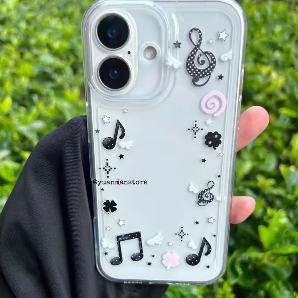INS Music Note Album Cartoon Cute Kawaii Phone Case For iPhone 17 16 E 15 14 13 12 11 Pro X Max 7 8 Plus Y2K Creative Cover ﻿