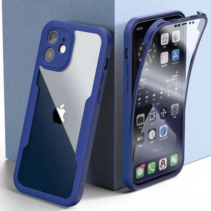 360 Full Body Front+Back Clear Case For iPhone 17 16 15 14 Pro Max Air 13 11 12 Pro Max Plus 16E SE3 Bumper Shockproof Cover